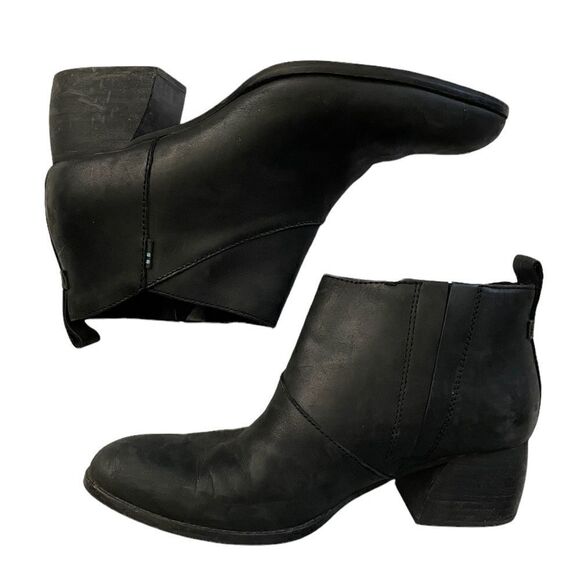 TOMS Leilani Black Leather Ankle Boots Size 7 - Picture 7 of 9